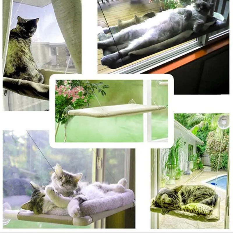 Letti per gatti Mobili Comodi ventose per amaca montate sulla finestra Copertura lavabile per animali domestici I88