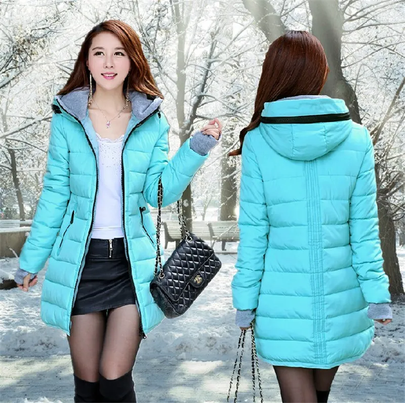 Fashion Women Down Parka Womens Autumn Winter Coat Down Long Jacket Pink Woman Coats Female