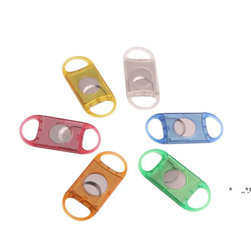 NewPortable plastblad fickficka cigar cutter rund tips cigarrkniv sax saxar plast handtag Rökning verktyg cigarrtillbehör EWC7675