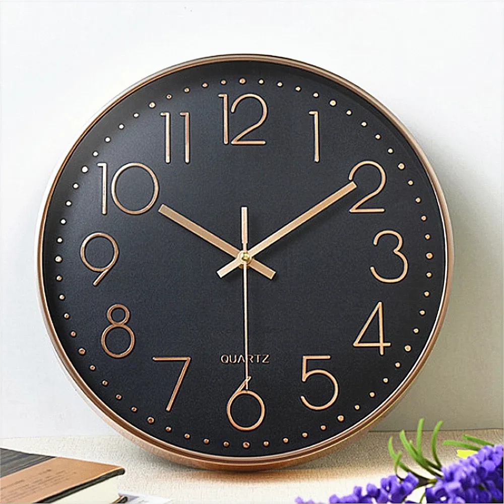 Minimalism Wall Clock Classic Nordic Thick Border Quiet Modern Design Hanging 3D Horloges Bedroom Living Room Study Home Decor