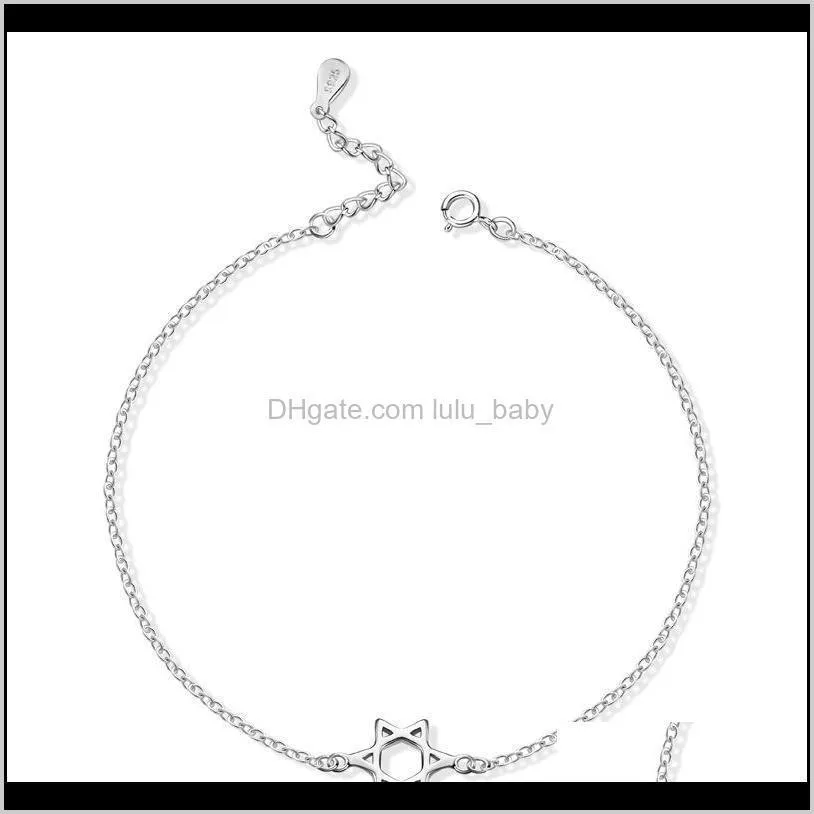 s925 sterling silver six star anklet female korean simple temperament pendant is a versatile learning gift