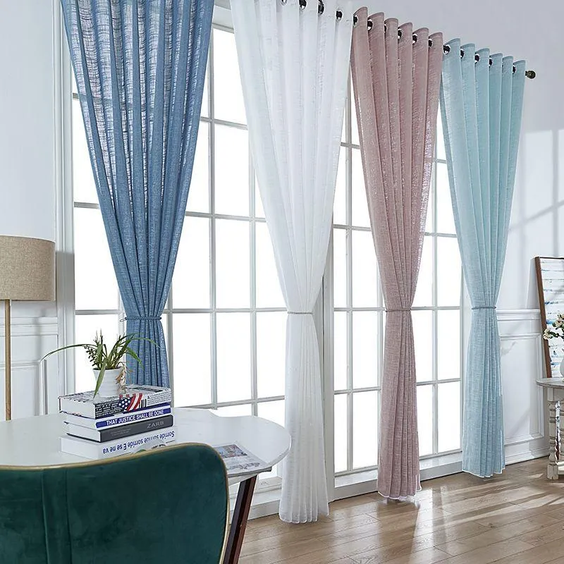 Занавесы Drapes Индивидуальные современные простые оконные завесы для гостиной спальня сплошной цветной экран напольный хлопок и белье