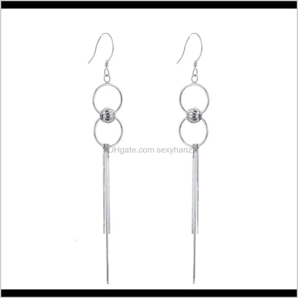 fashion earrings ear products double ring tassel s925 tremella hook simple personalized ear jewelry