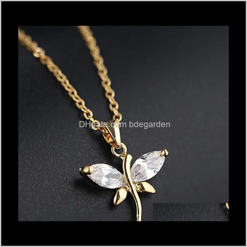 jewelry dragonfly pendant necklace zircon silver plated necklace chokers for women hot fashion of shipping