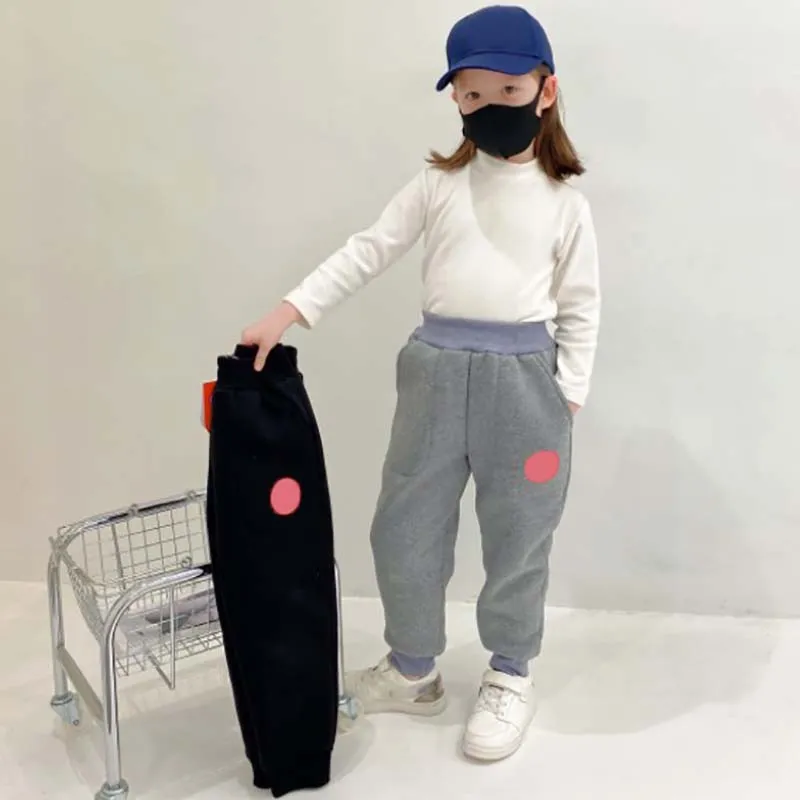 Kinder Hosen Jungen Mädchen Baby Sweatpants Klassischer Brief Outdoor Sports Warme Hose Verdickte Kinder Plus Samt Baumwolle Pant Winter Teenager