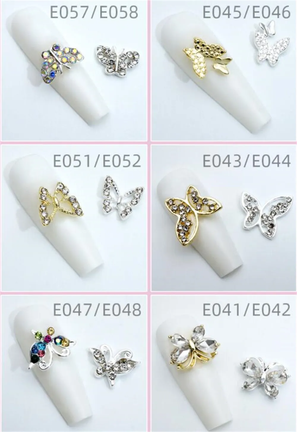 Handmade Multicolor Butterfly Dangle Nail Charms For DIY Conch