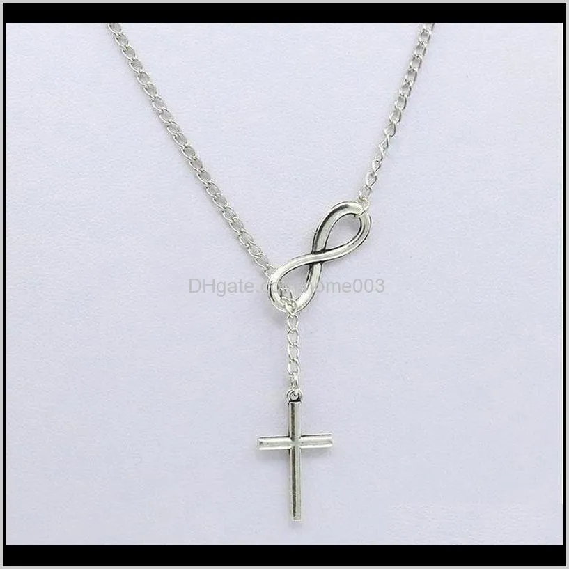 Pendants Jewelry Women Infinity Cross Lucky Number Eight Pendant Necklaces Choker Statement Bib Chain Necklace Lz924 Edi267Y