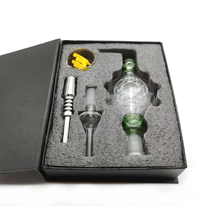 Nectar collector set roken met twee nagels 10/14/18 mm glazen kom en NC luxueuze schuimbox -verpakking rookaccessoires