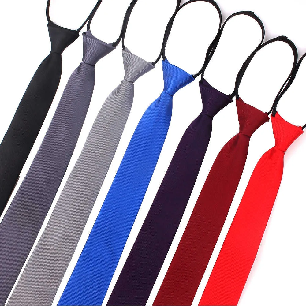 Zipper Necktie for Men Women Tie for Boys Girls Suits 6cm Solids Slim Neck Tiie Gravatas Rubber Pre-tied