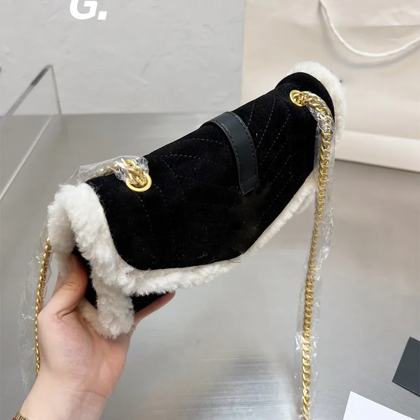 New style winter wool golden chain women shoulder bag envelope shape cute handbag