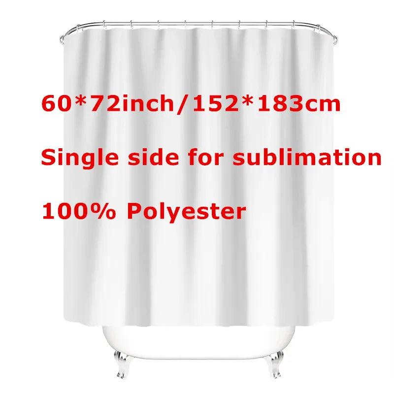 昇華シャワーカーテンホワイトブランク100％ポリエステル60*72インチバスルームカーテン熱伝達片側布A12