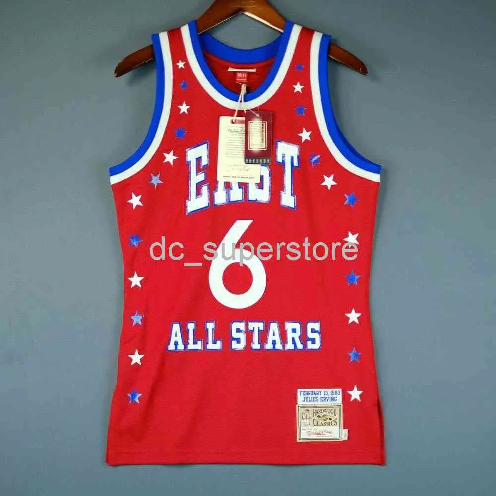 100% сшитый Julius Erving Dr J 83 All Star Jersey Men XS-5XL 6xl Рубашка баскетбольные майки Retro NCAA