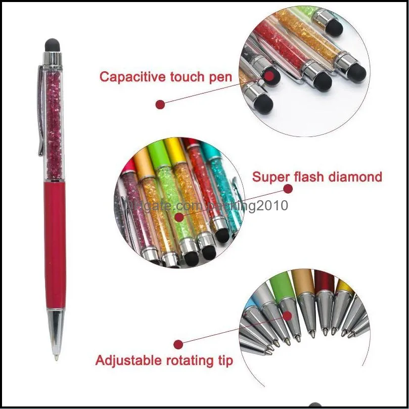 12-in-1 Crystal Pen 10Pcs and 2Pcs Big Diamond Pen Metal Ballpoint Fashion Girls` Bling Bling Diamond Pens for Office