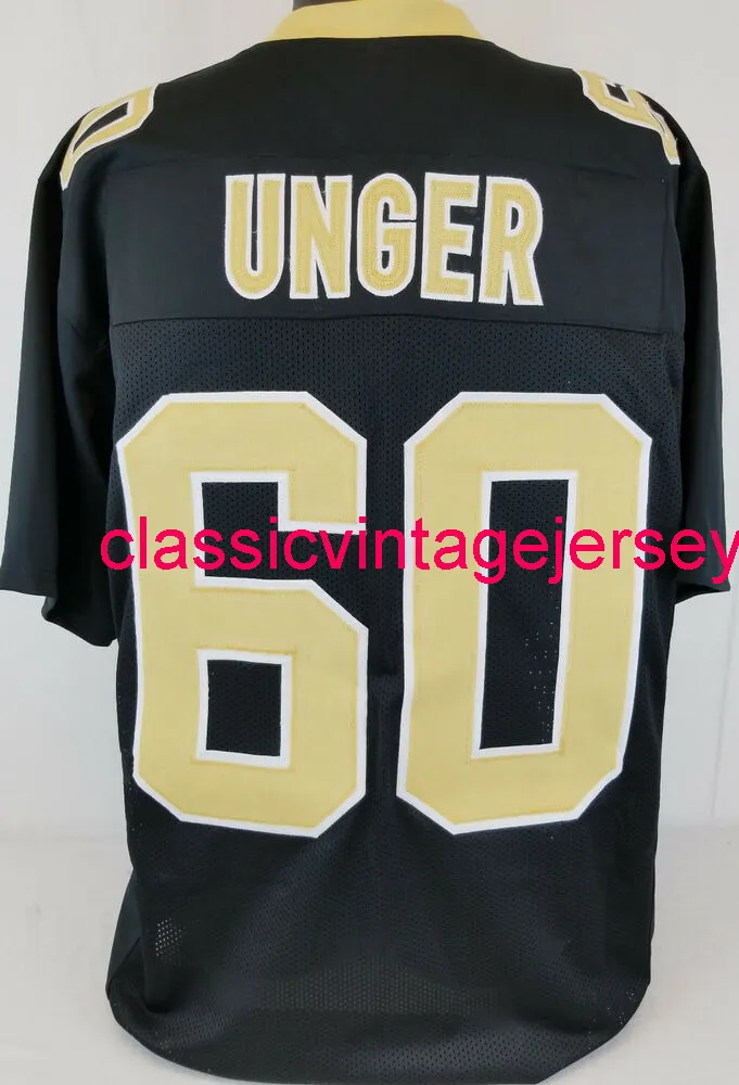 Men Women Jeugd Max Unger Custom genaaid Black Football Jersey XS-5XL 6XL
