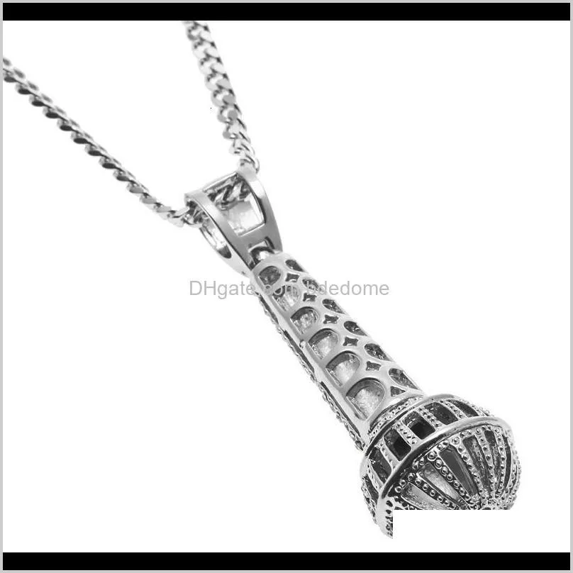 mens iced out pendant necklace fashion microphone hip hop necklaces jewelry gold cuban chain