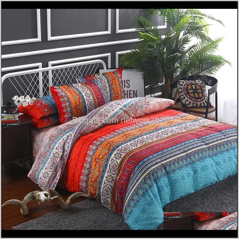 Suprimentos Têxteis Home Garden Drop entrega 2021 Estilo étnico Bohemian 3d COBRETER CONJUDADOS Mandala Duvet Cobertura Set Inverno Bedsheet Pi