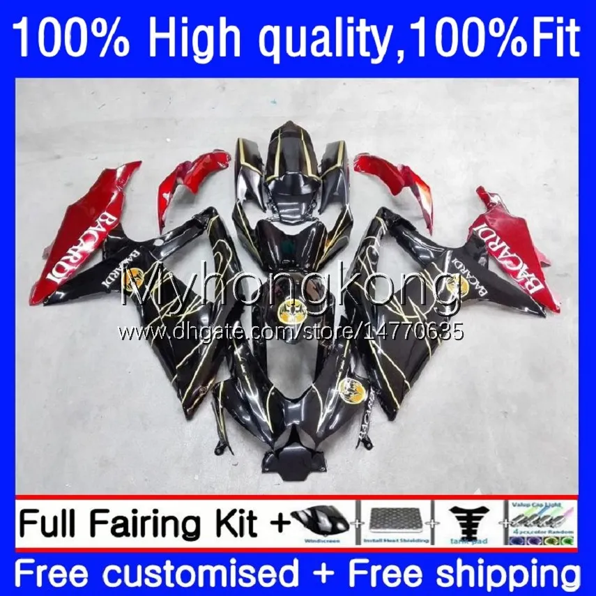 Injection Mold Fairings For SUZUKI GSXR600 GSXR-750 750CC K8 GSXR750 08-10 22No.18 GSXR 600 750 CC 600CC GSX-R600 08 09 10 GSXR-600 2008 2009 2010 BACARDI bats OEM Bodys