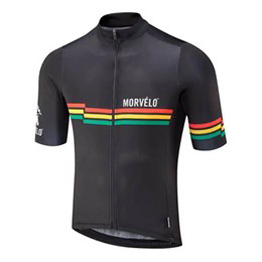 Morvelo Pro 팀 남성 통기성 자전거 짧은 소매 저지 도로 레이싱 셔츠 타기 자전거 탑 야외 스포츠 Maillot S21042341