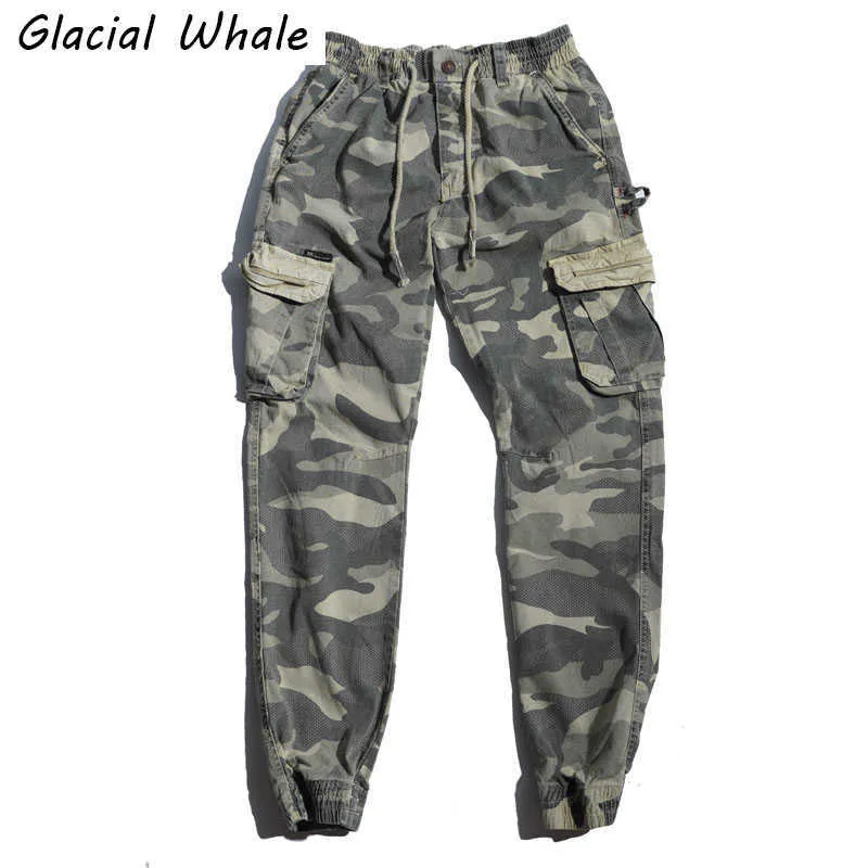 Glacialwhale mens lastbyxor män multi-pocket man hip hop japanska streetwear byxor jogging kamouflage byxor för män 210930