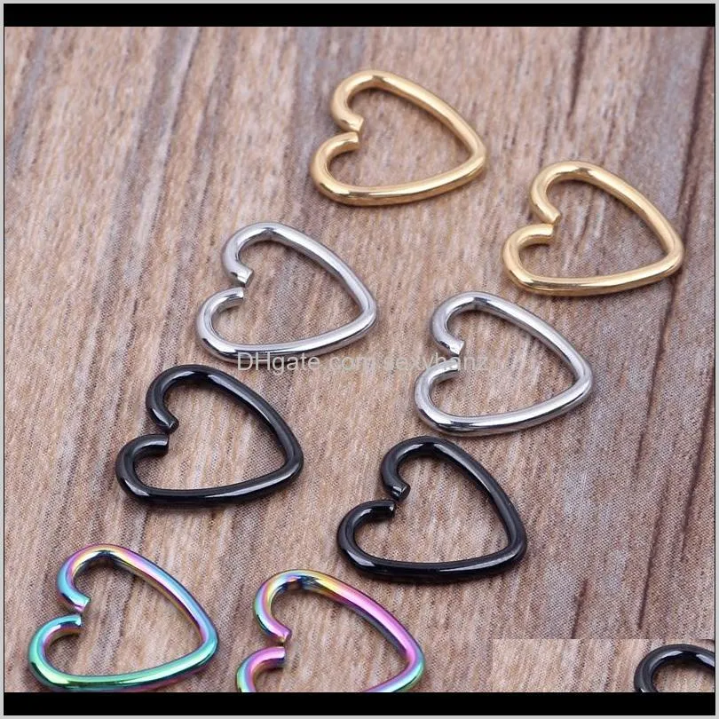 40pcs/lot mixed 4 colors ear cartilage earrings piercing heart labret rings lip hoop nose rings body jewelry