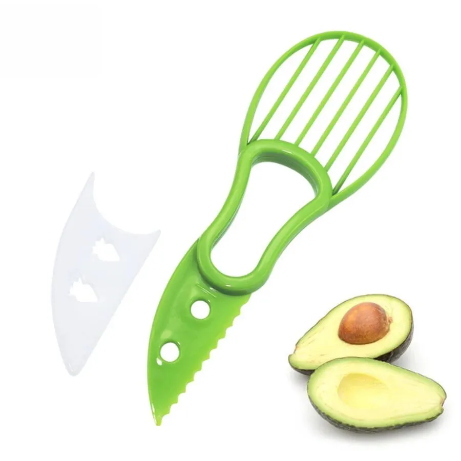 3 in 1 affettatrice di avocado burro di karité sbucciatore di frutta taglierina separatore di polpa coltello di plastica utensili da cucina per verdure gadget da cucina DHL