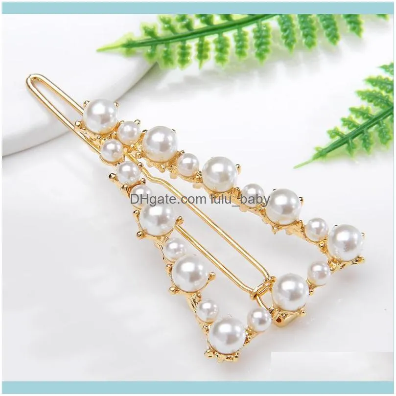 Hair Clips & Barrettes Korea Imitiation Pearl For Women Geometric Heart Round Shape Hairpin Simple Accessories Jewelry