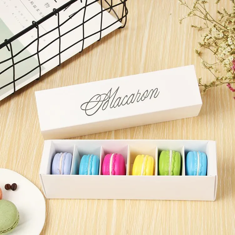 6 Grids Macaron Wrap Paper Wedding Party Gift Boxes Chocolates Cookie Packing Box DH5125