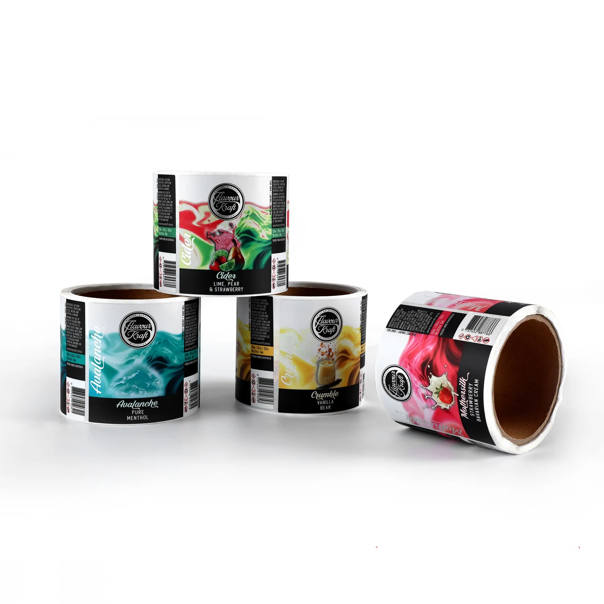 Etichetta adesiva adesiva per imballaggio di caffè con stampa colorata personalizzata Adesivi in vinile impermeabili con rotolo di imballaggio lucido