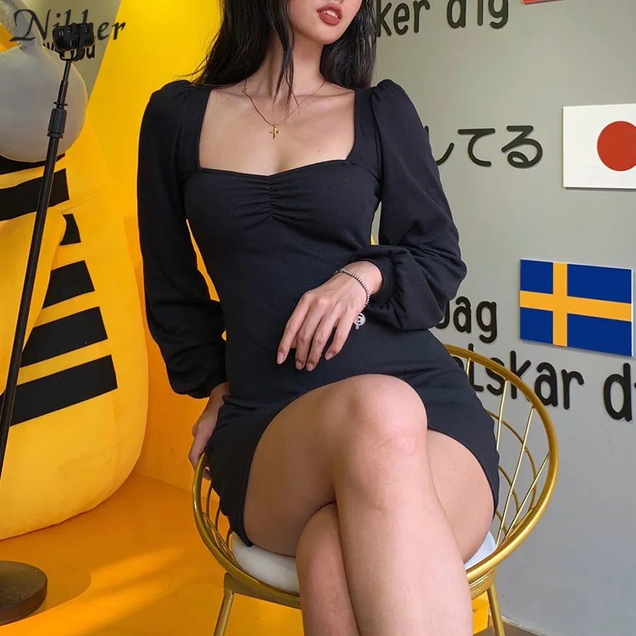 Black Mini Long Sleeve Tight Dress Pure Knit Low Cut for Daily Outfit from  Dhgate Basic & Casual Dresses - price 40.31