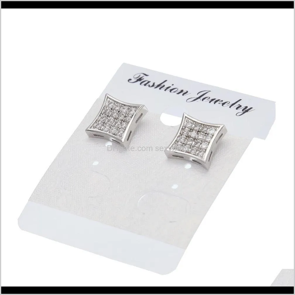 hip-hop rock high quality zircon men`s ear studs cz stone earrinig hip hop earrings high grade ear nail