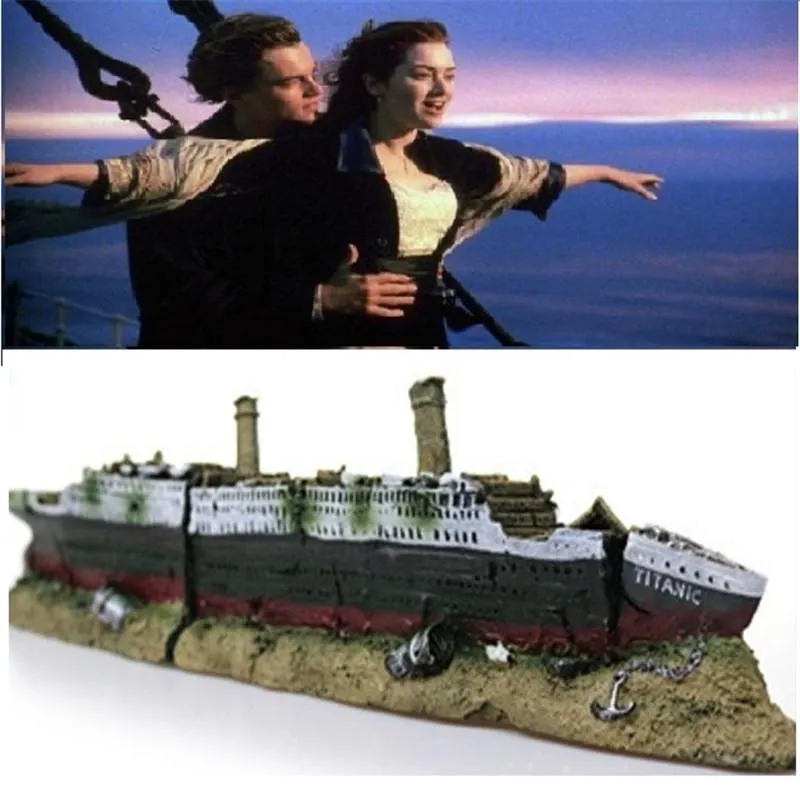 Kingccpet Titanic Aquarium Decoration Wrecked Ship Ornament With