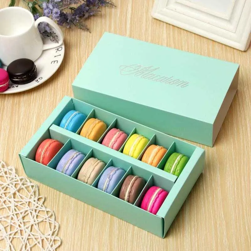 Macaron Box Holds 12 Cavity 20*11*5cm Food Packaging Gifts Paper Party Boxes For Bakery Cupcake Snack Candy Biscuit Muffin Box LX2561