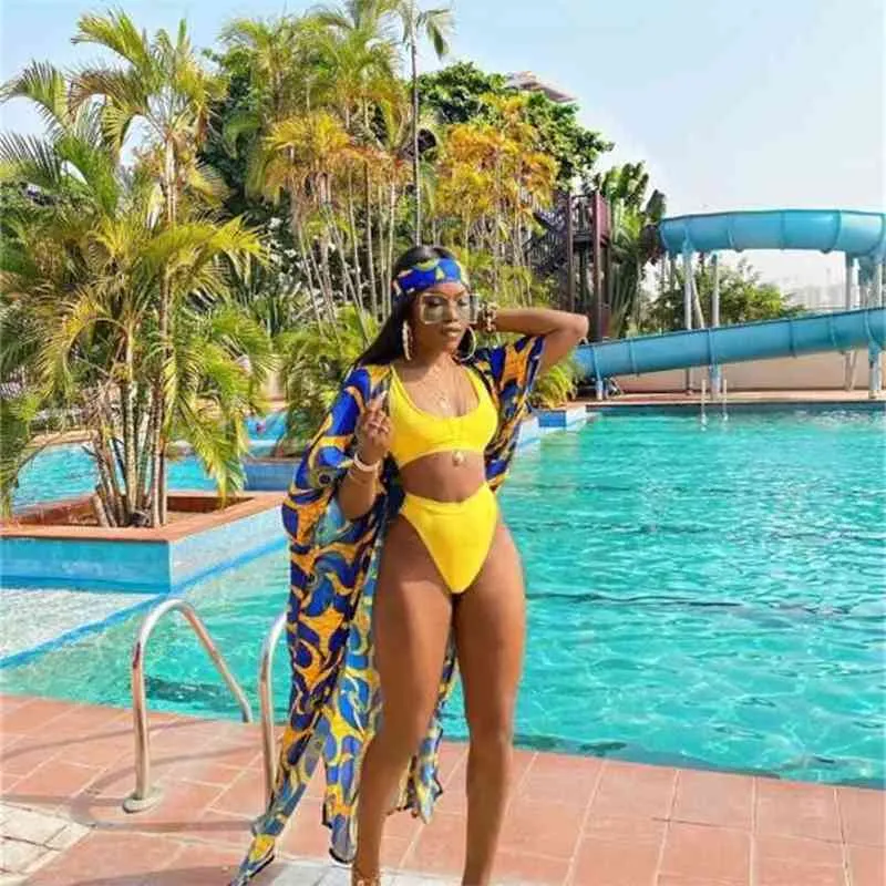 Save Big on Bulk Piece Bikini Set With Cover Up Swimwear Piece Set:  Women's High Waist Swimsuit With Beach Cover Up, Plus Size Push Up Bikini  Set