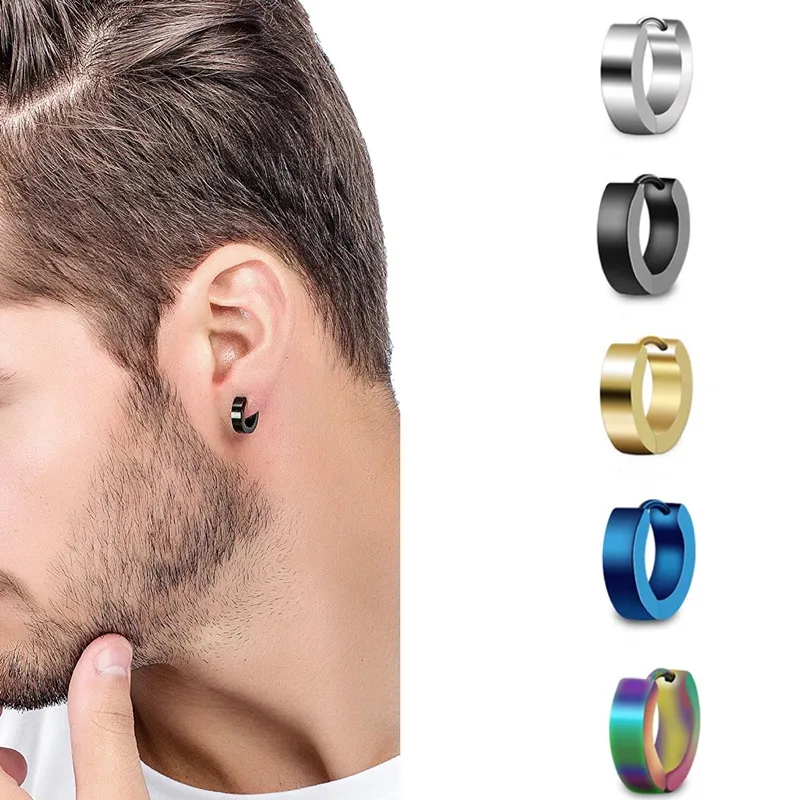 Orecchini Huggie con fibbia in acciaio inossidabile anallergico stile moda uomo per regalo per gli amanti