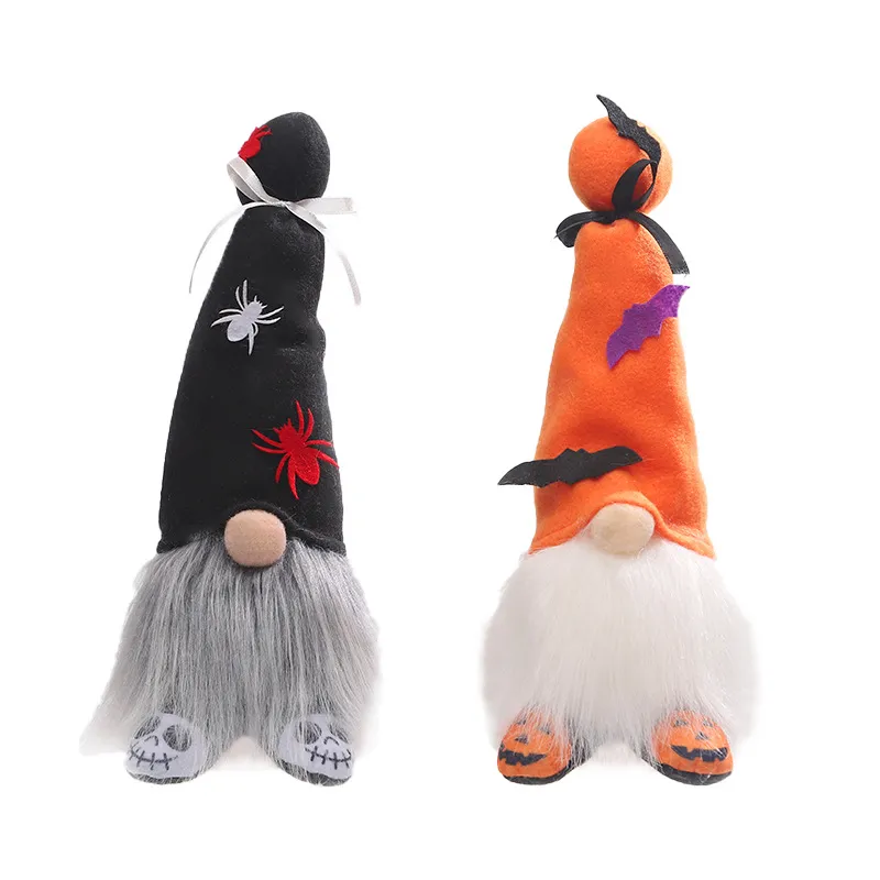 Fournitures de fête Halloween décoration Gnome poupée en peluche à la main avec chauve-souris légère araignée Table ornement vacances XBJK2108