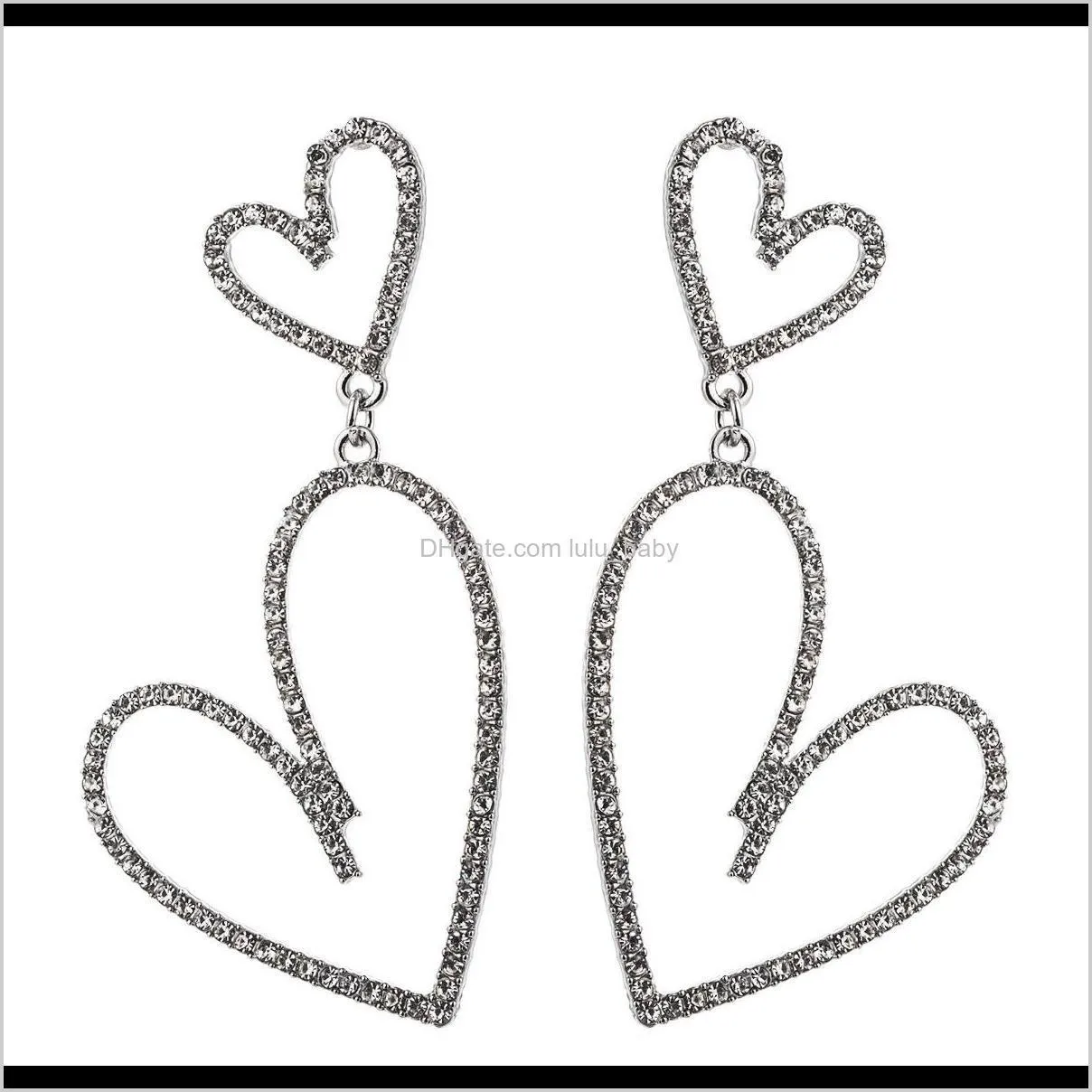 earrings style multi-layer size hollowed-out love-shaped rhinestone diamond earrings female girls` sweet and beautiful earrings