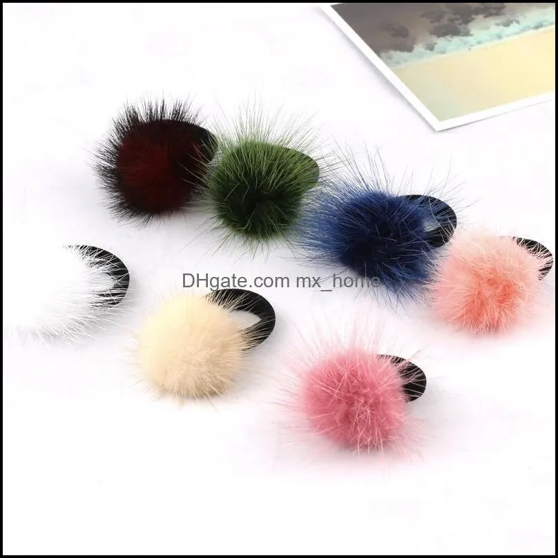 Hair Accessories Lovely Multicolor Hairball Clip Ball Shape Barrettes Feather Hairpins For Women&Girl Clamp FJ303