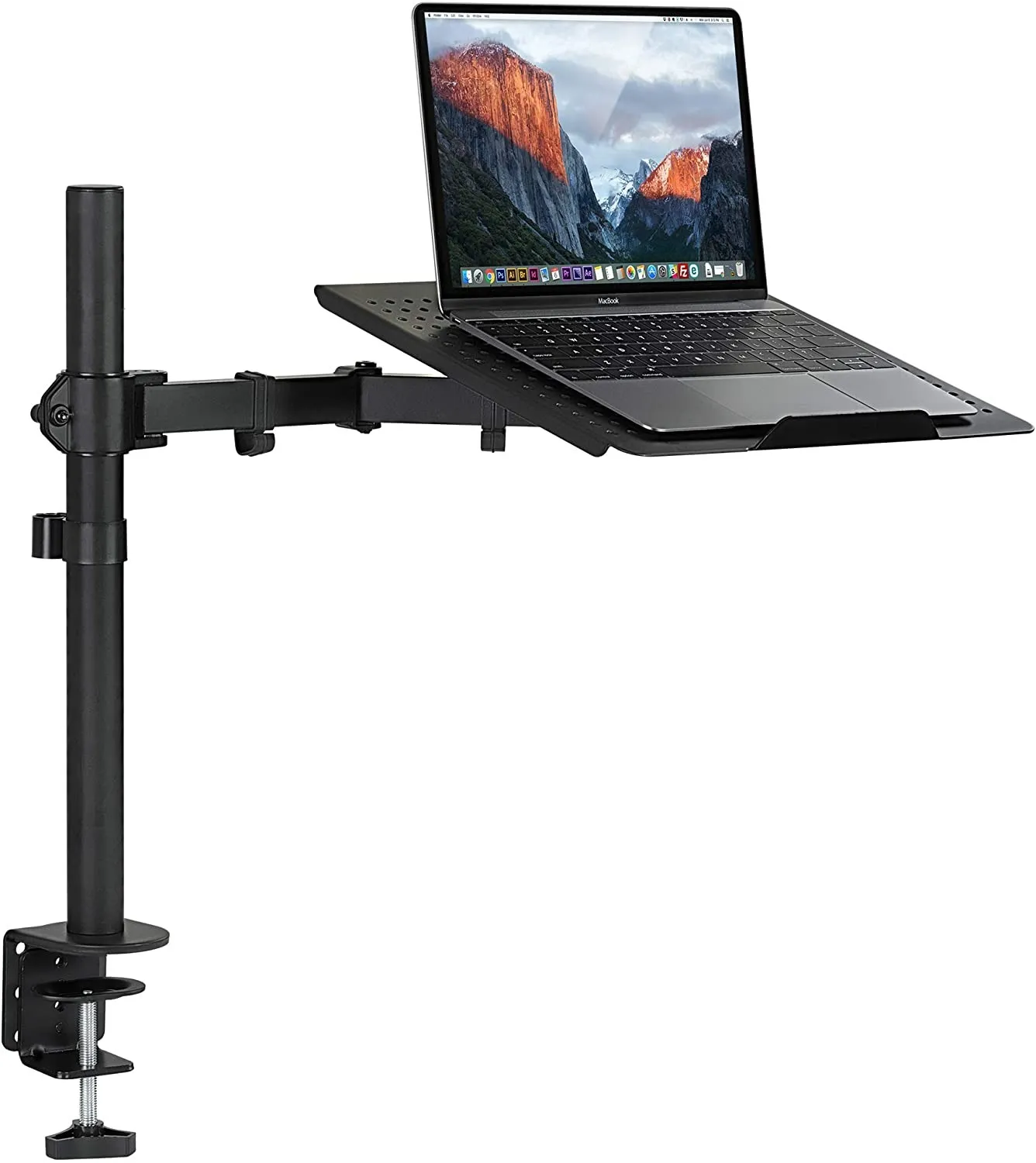 MI-4352LT Laptop Notebook Desk Stand Mount, Full Motion Inthing Verstelbare houder, articulerend geventileerd platform voor koeling, past tot 17 inch computers