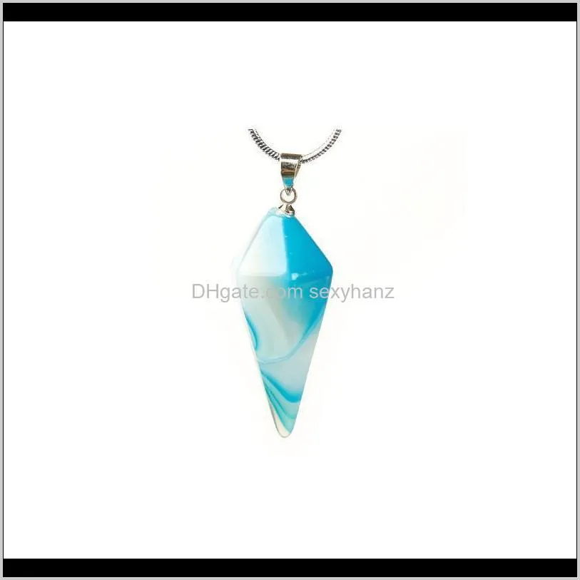 1pc Colourful Natural Crystal Mineral Ornaments Conical Pendant Noble Fashion Couple Pendant Necklace Pendant Gift Free qylUgI