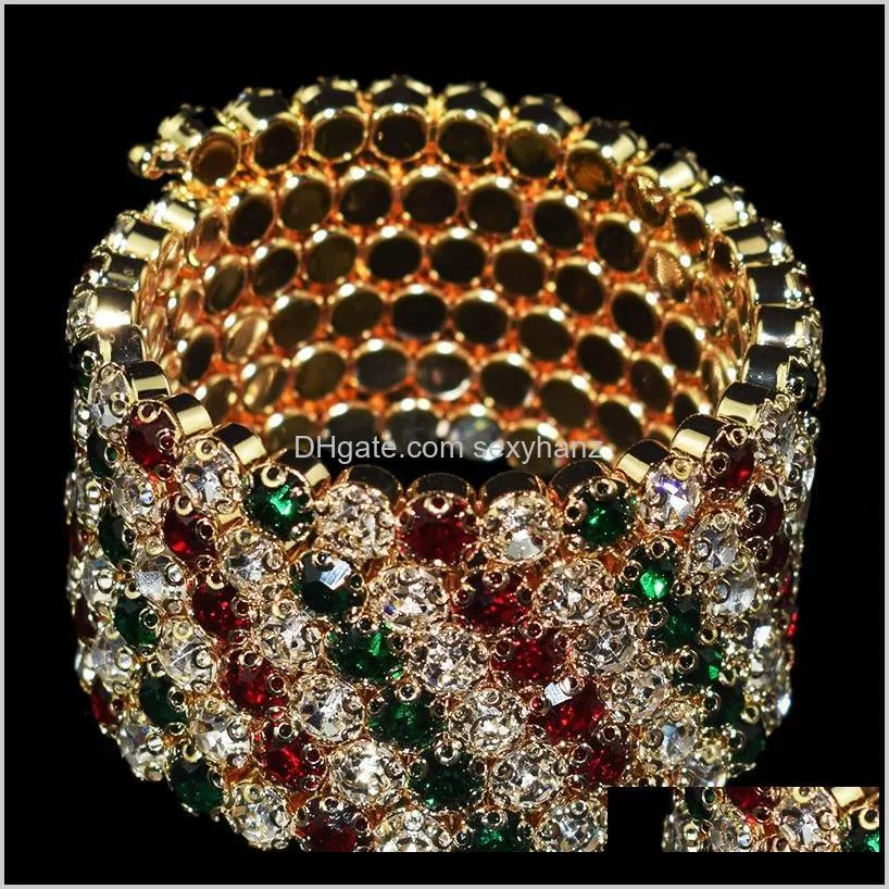 exaggerated crystal red white green bracelets women rhinestone bracelet wedding bracelet pulseras mujer wedding jewelry gifts