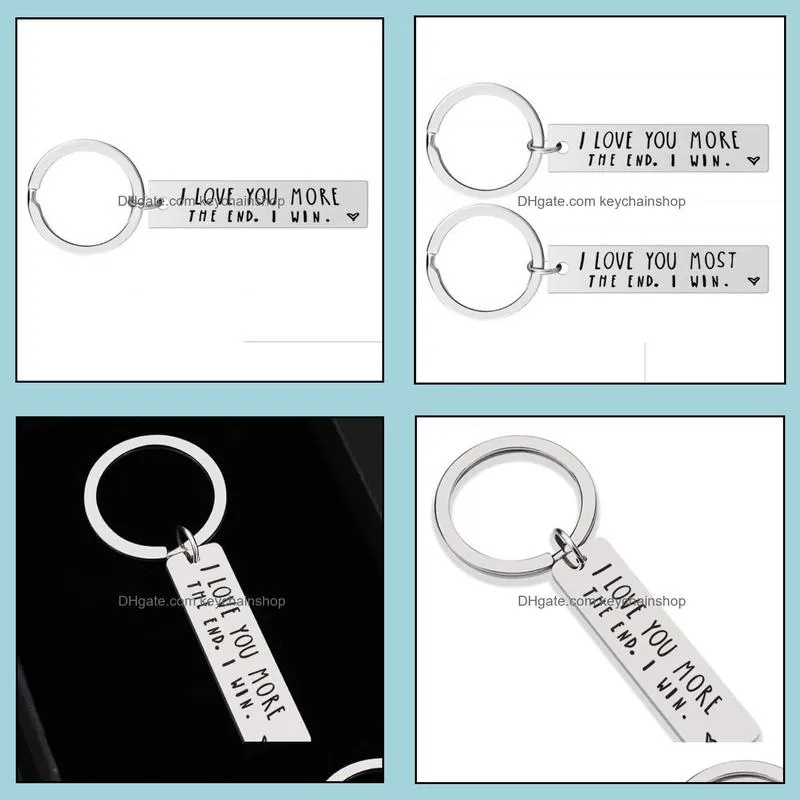 I Love You Most More The End Creative Keyrings I Win Couples Keychain Stainless Steel Key Holders Party Favor