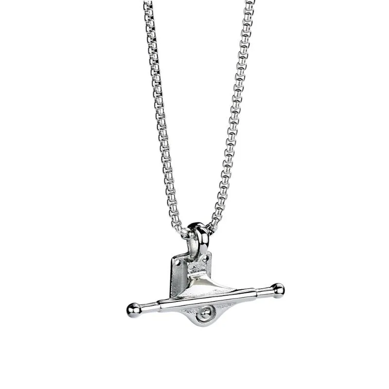 Pendentif Colliers Hip Hop Rock Or Argent Couleur Acier Inoxydable Skateboard Support Pendentifs Pour Hommes Rappeur Bijoux Goutte