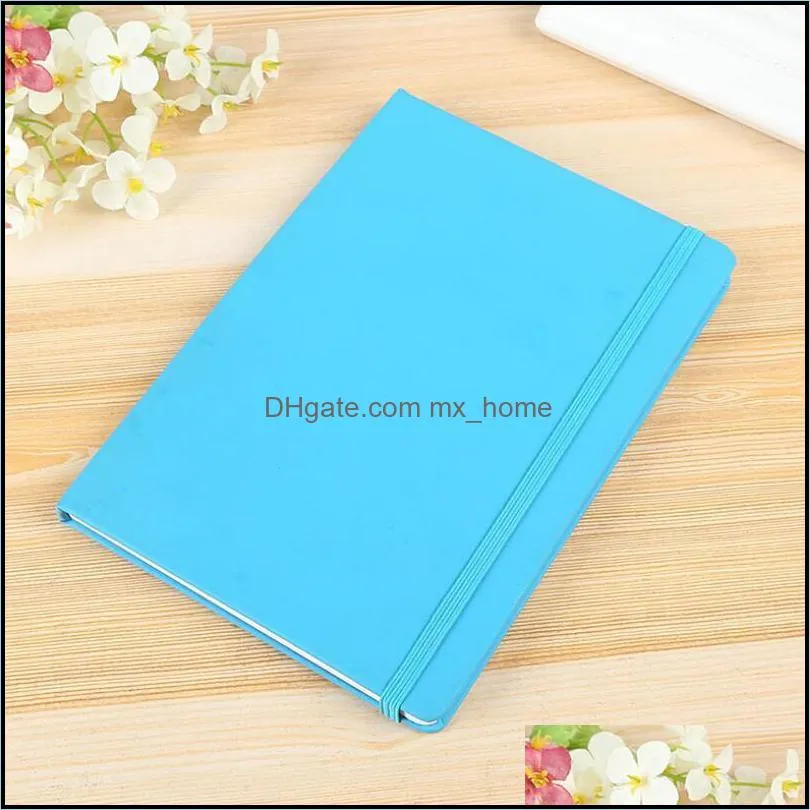 Hardcover Notebook A5 College Ruled Thick Classic Writing Notebook PU Leather with Pocket Elastic Closure Banded 13.8*20.7/100sheets