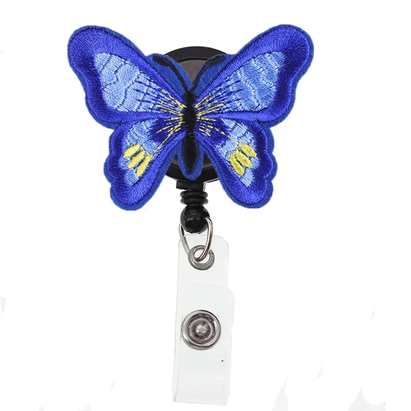 10pcs/lot Style Embroidery Animal Butterfly ID Card Holder For Nurse Doctor  Gift Badge Reel