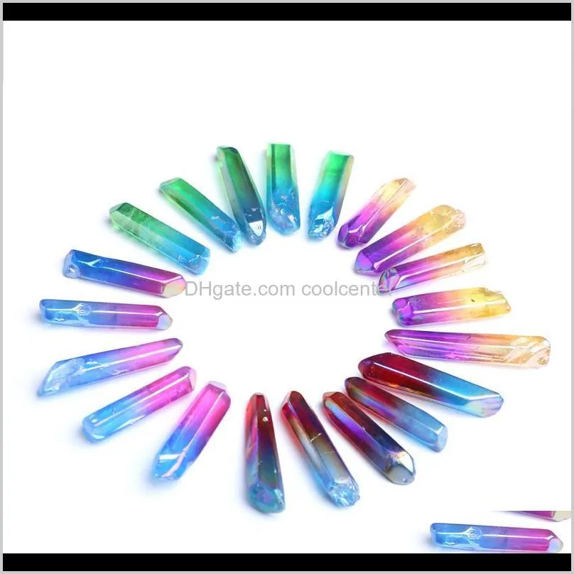 hjt 50pcs wholesale new colorful natural quartz crystal points reiki healing crystal wands cure chakra stone hot sell