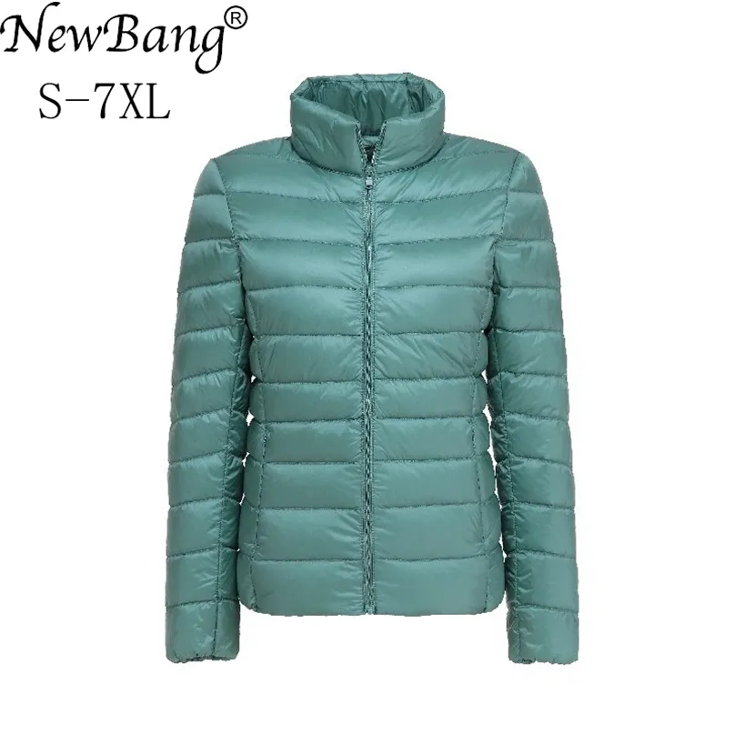 Bang Brand Women's Down Coat Plus Size Ultra Light Jacket Dames 6XL 7XL Lichtgewicht Draagbare Windjack Feather Uitloper 210923