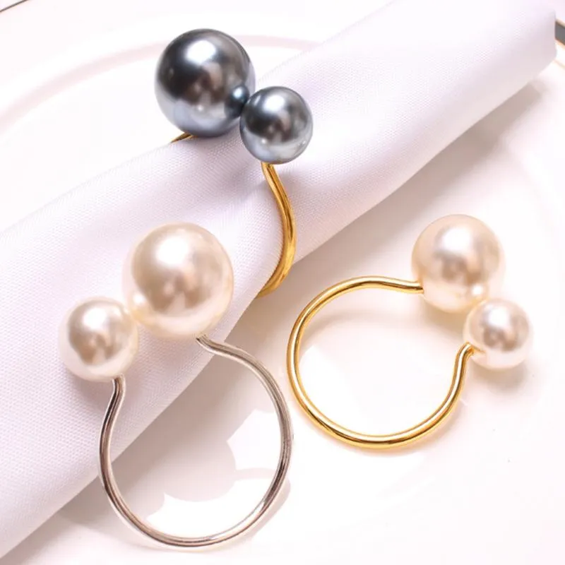 Anelli per tovaglioli Tovaglioli ad anello con perle di plastica Portatovaglioli con fibbia per banchetti nuziali Decorazioni per la casa