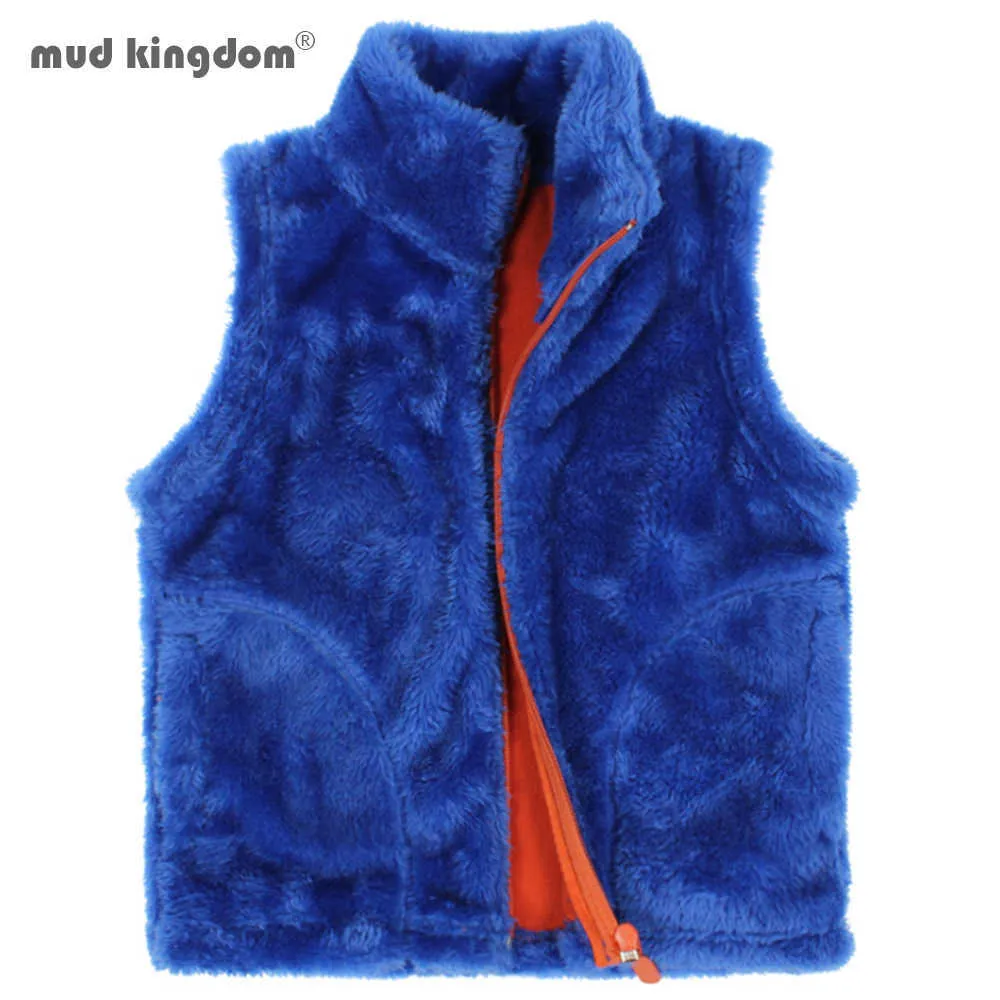 MudkingDom Kids Vest Jassen Flanel Dikker Kinderen Bovenkleding Jassen Warme Solid Boys-Girls Winter Kleding 210615