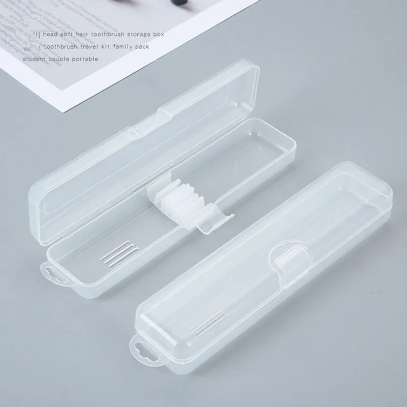 Transparent Flip Portable Tableware Box Cosmetic Brush Spoon Fork Storage Box hook Children's Toothbrush boxes LX3729