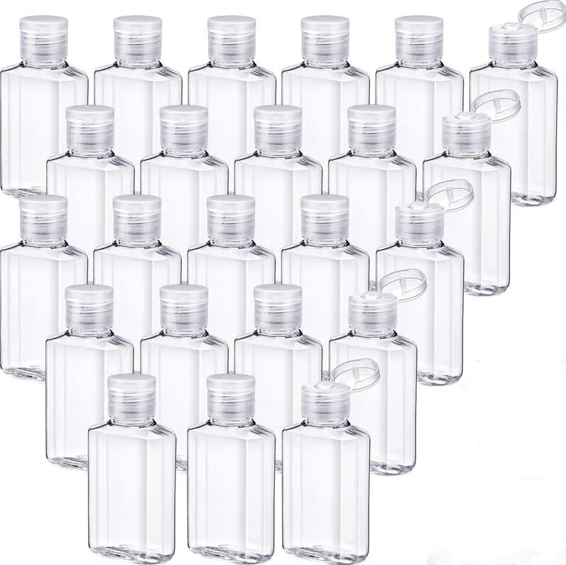 30ml 60 ml Przezroczyste Plastikowe Butelki Butelki Butelki Małe pojemniki z klapką Cap do cieczy Szampon Ręczny Sanitizer